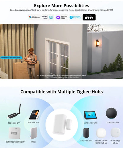 SONOFF 10-Pack Zigbee Door and Window Security Sensors with Tamper Alert
