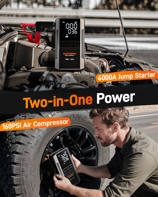 Portable 12V Jump Starter 160PSI Tire Inflator 4000A