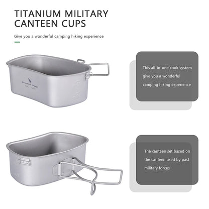 Titanium Camping Cookware Set 1100ml Bottle 750ml Pot 400ml Bowl
