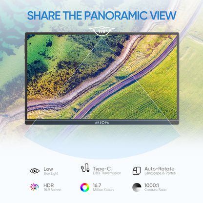 14" Portable 1080P IPS Monitor USB-C HDMI Second Screen