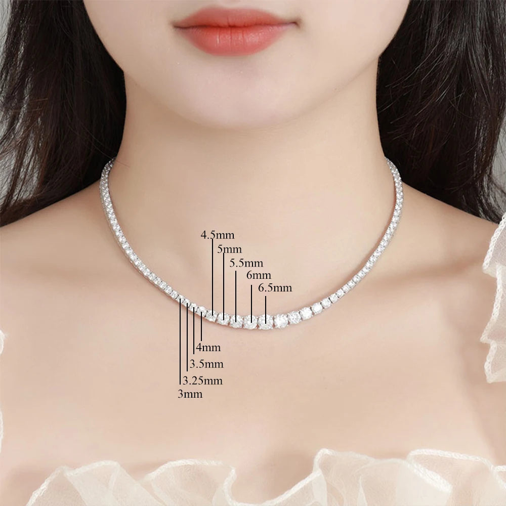 Sparkling Full Moissanite Necklace 17in Sterling Silver