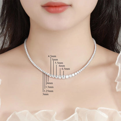 Gradient Moissanite Tennis Necklace 16in Sparkling Sterling Silver