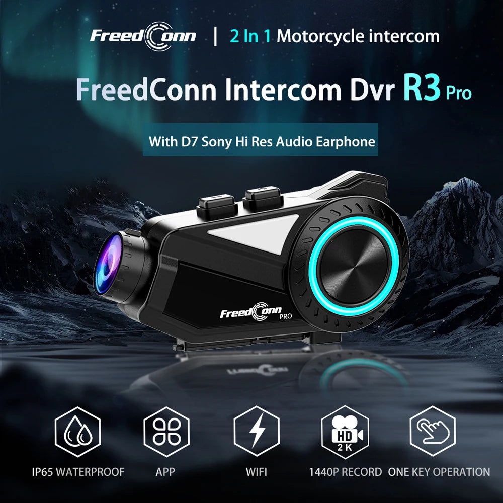Motorbike Helmet Intercom 1440P DVR 2 Sets