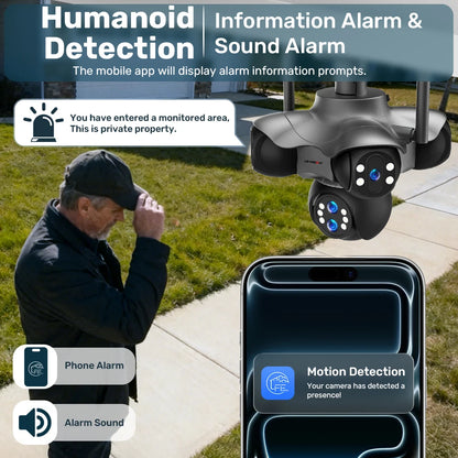 30MP 6 Lens WiFi PTZ Security Camera 10X Zoom