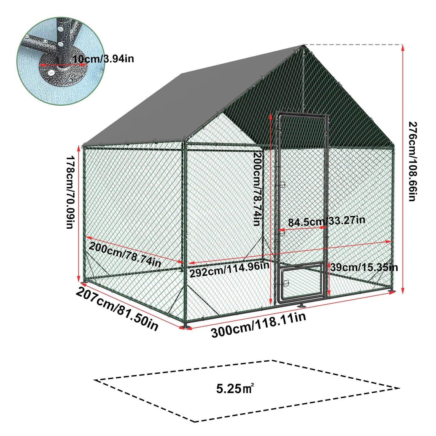 Large Outdoor Walk-In Chicken Coop with Roof Cover