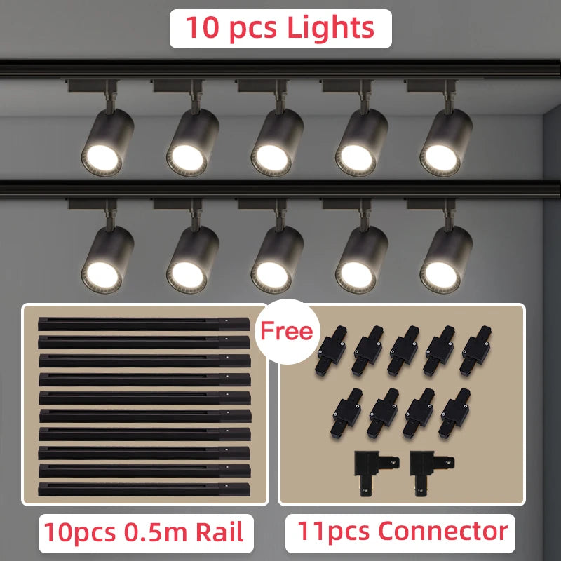 Black LED Track Lighting 10-Pack for Shop & Home