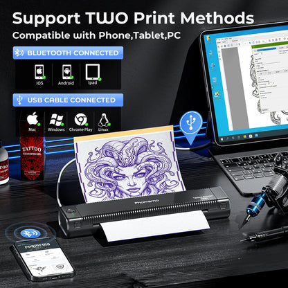 White Portable Wireless Tattoo Stencil Printer 2025 Version