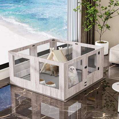 8-Panel Indoor Dog Puppies Playpen with Waterproof Pad
