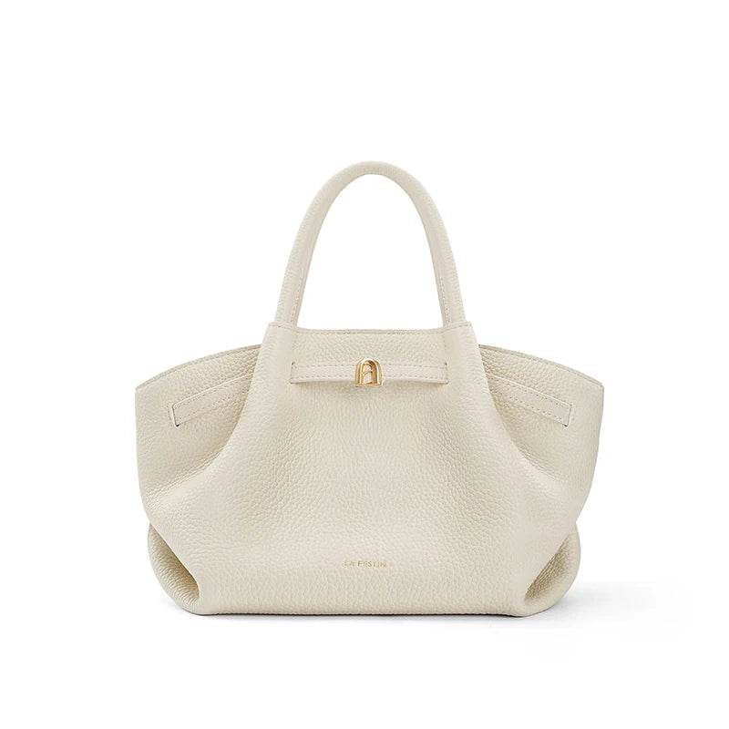 Beige Leather Tote Bag Large Everyday Handbag
