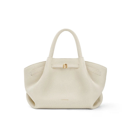 Beige Leather Tote Bag Large Everyday Handbag