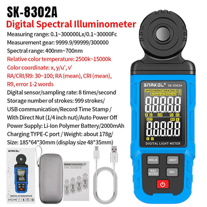 Compact Digital Lux Meter Handheld Light Tester SK-8302A