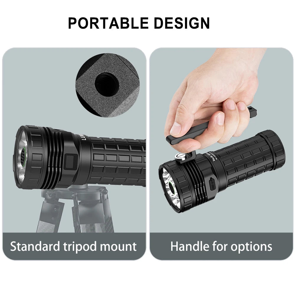 Rechargeable LED Flashlight with Fan Display Black
