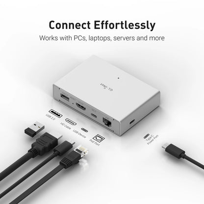 Portable PoE 4K Remote KVM with 32GB EMMC Storage