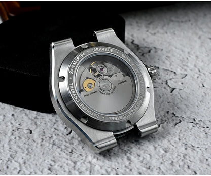 40mm Black Enamel Diver Watch Automatic Mechanical