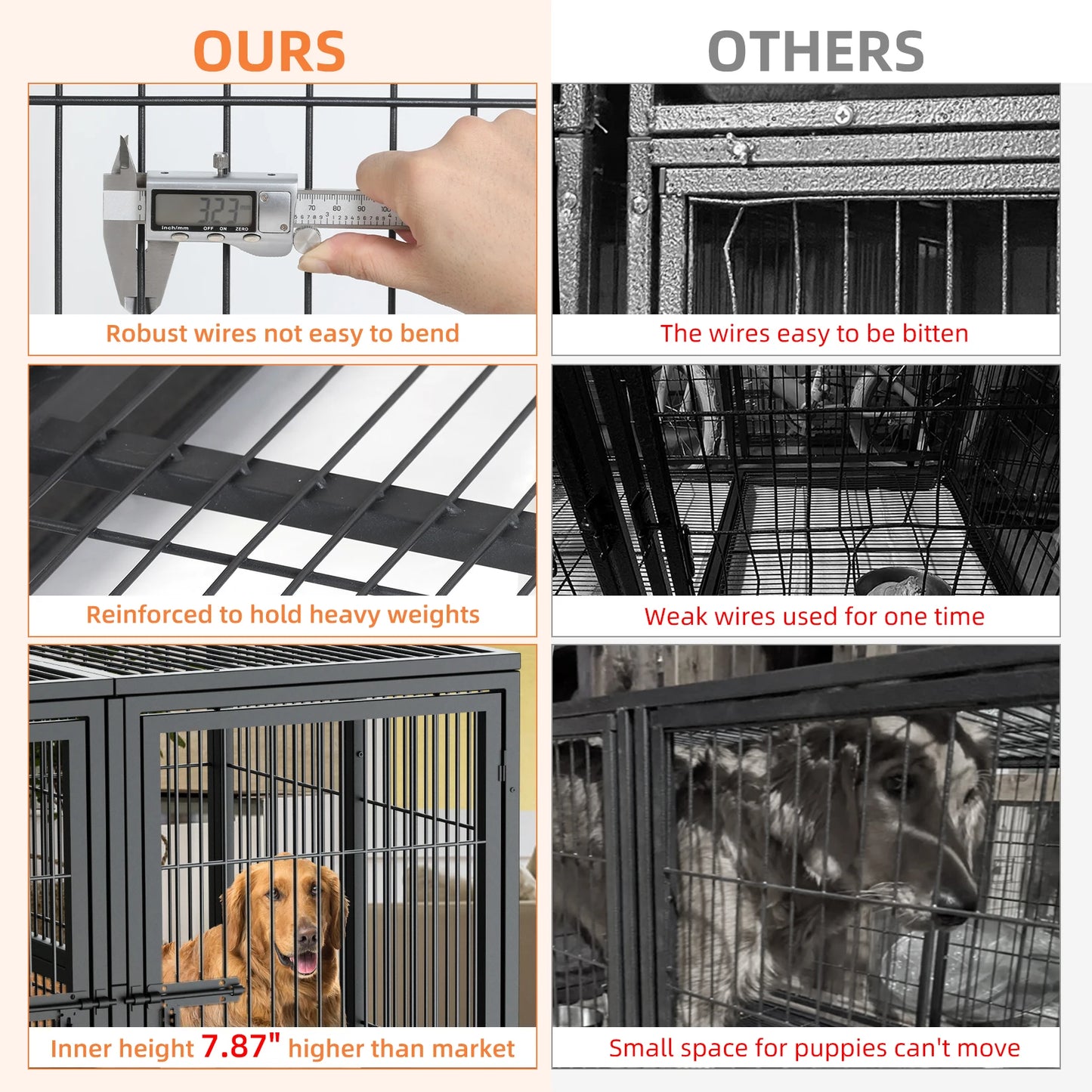 Large Steel Pet Kennel Cage with Removable Floor Trays