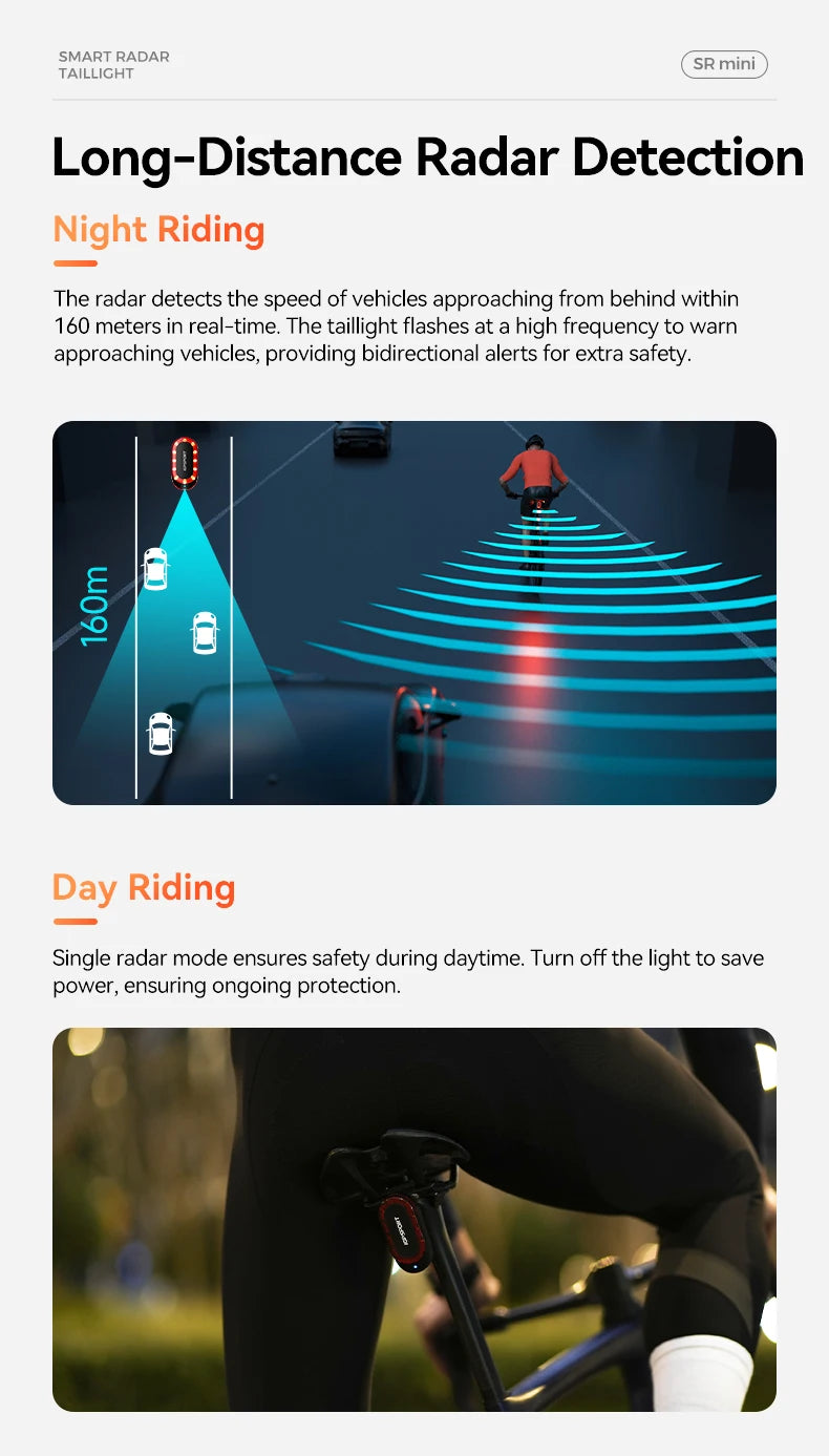 Cycling Smart Taillight with Brake Alert Safety Light
