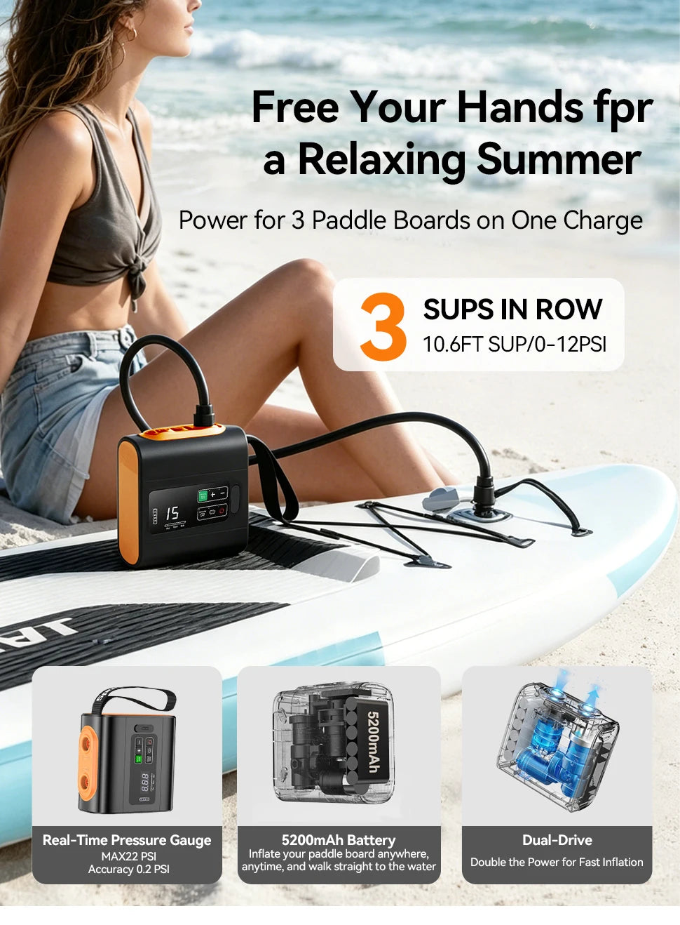 Portable Electric Air Pump for Camping & Travel