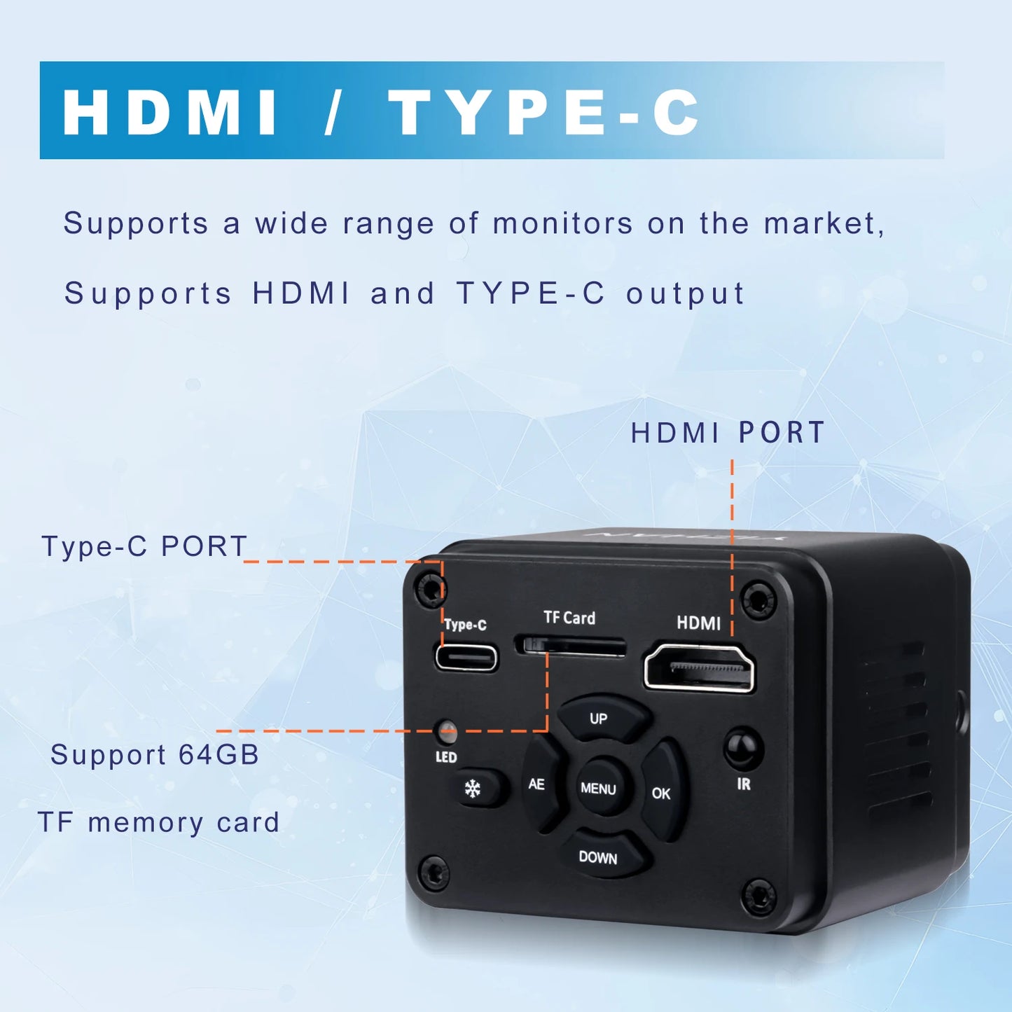 4K Electron Microscope Camera 60MP 1080P 60FPS
