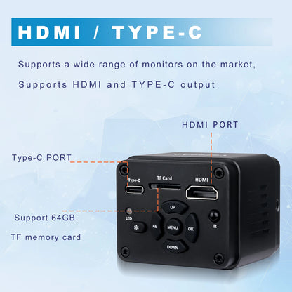 4K Electron Microscope Camera 60MP 1080P 60FPS
