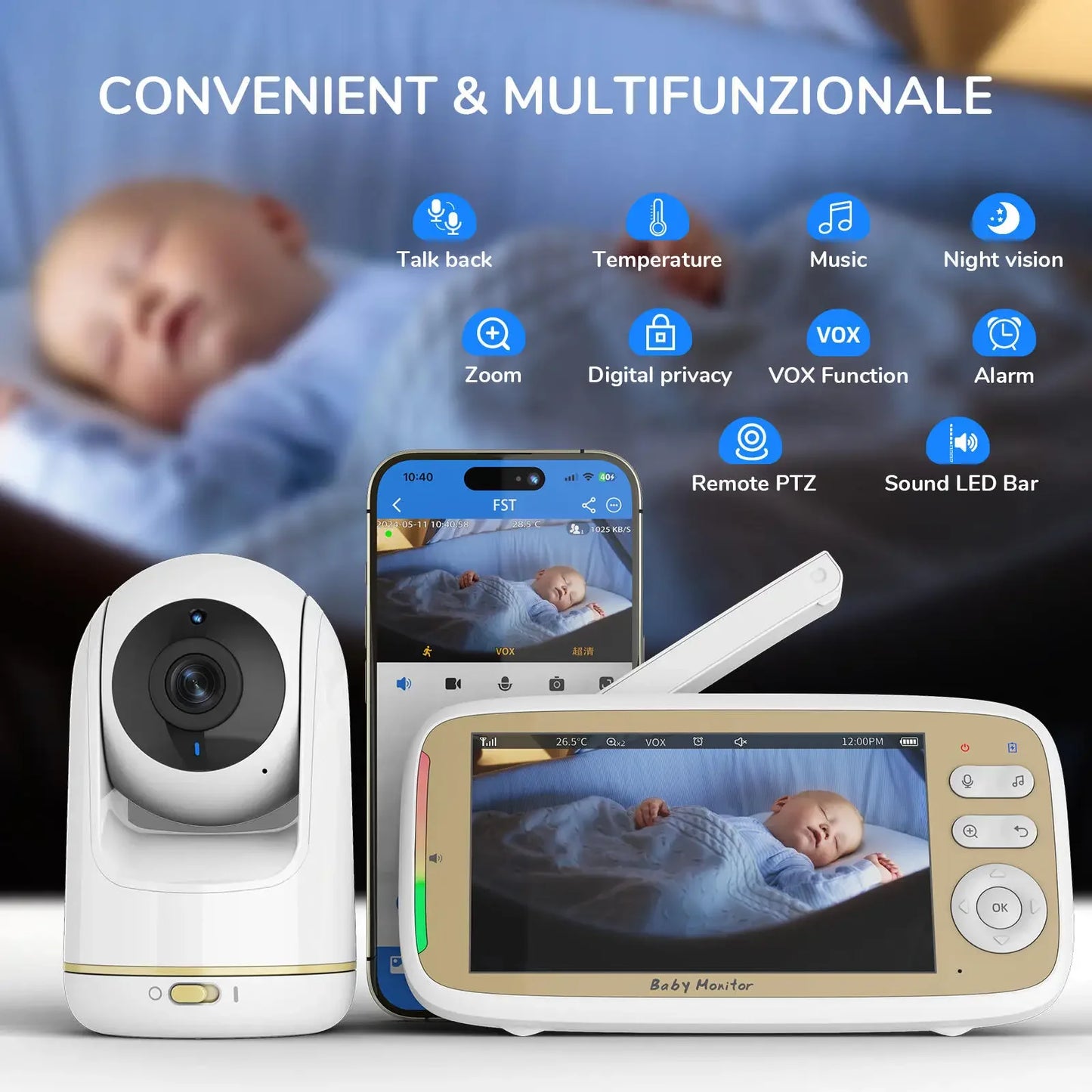 Wireless 720P Baby Monitor with Night Vision & WiFi