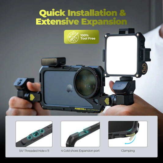 Filmmaking Rig Cage for iPhone 17 Pro Max Recording