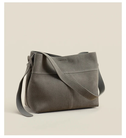Grey Suede Leather Women’s Tote Shoulder Bag