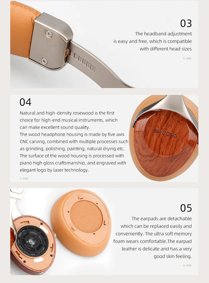 Portable Black Wood Over-Ear Hi-Fi Headphones