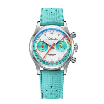 Men’s 38mm Waterproof Chronograph Watch Domed Glass Blue