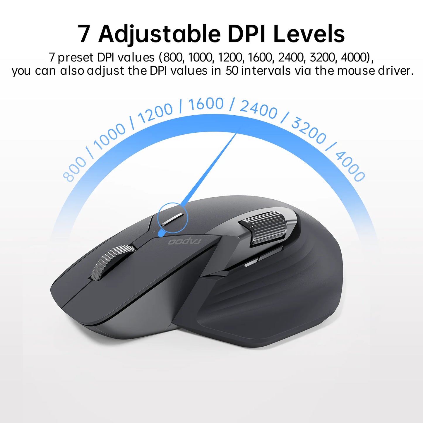 Light Gray Wireless Bluetooth Mouse 4000 DPI Ergonomic