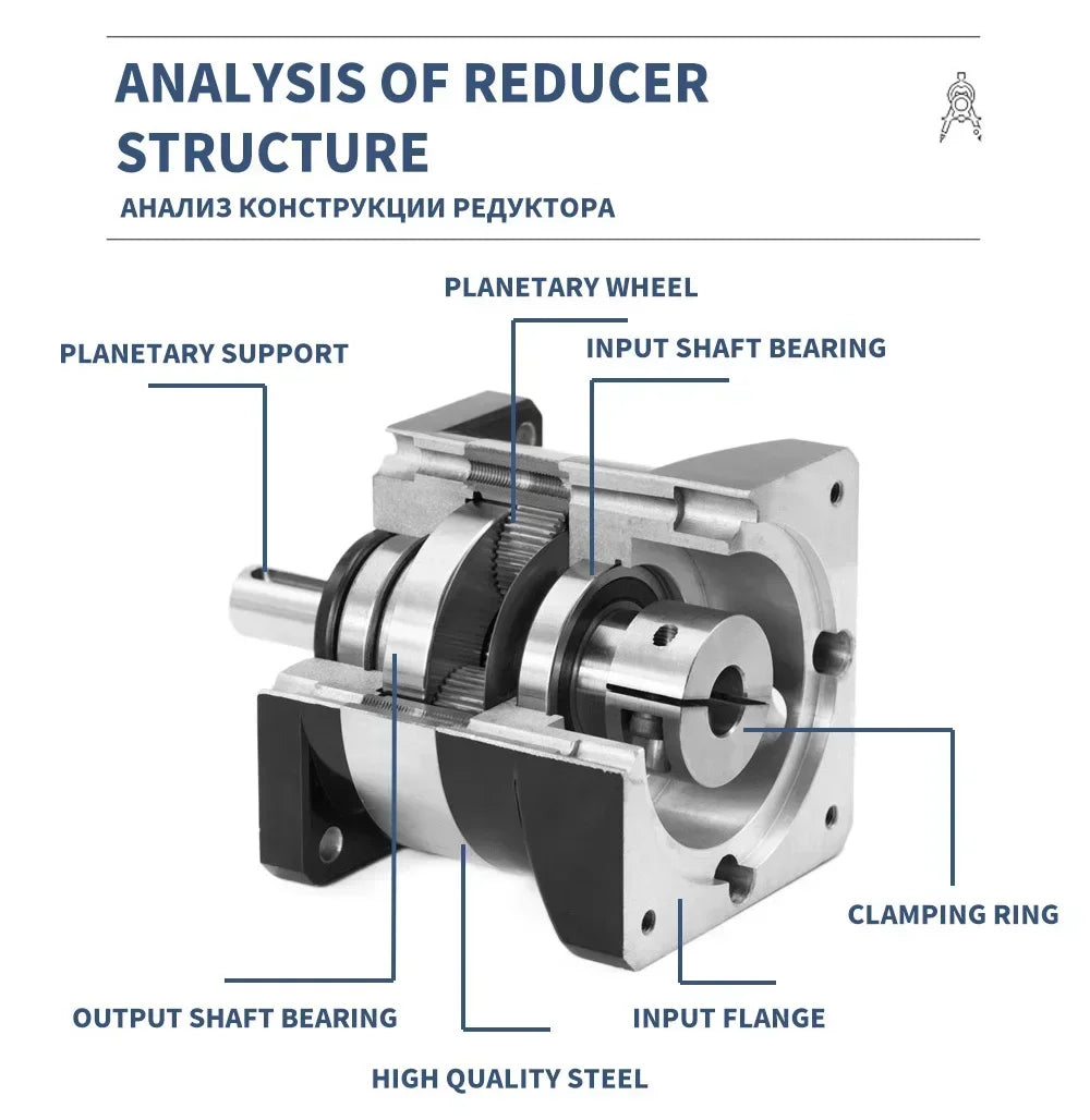 100:1 Stepper Motor Reducer Nema 23 8mm to 14mm Shaft