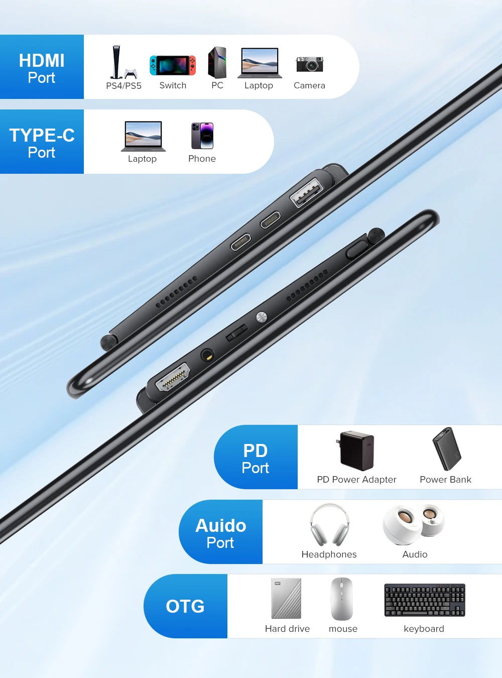15.6" Portable Touchscreen Monitor 1080p IPS Display