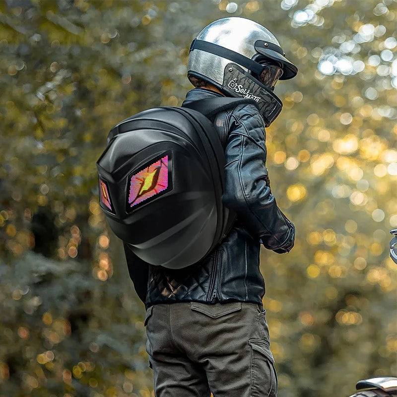 LED Hard Shell Travel Backpack with Helmet Storage