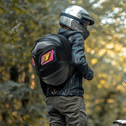 LED Hard Shell Travel Backpack with Helmet Storage