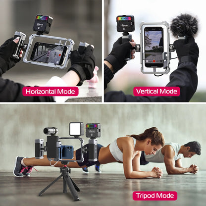Phone Video Rig Cage with Dual Handles Stabilizer