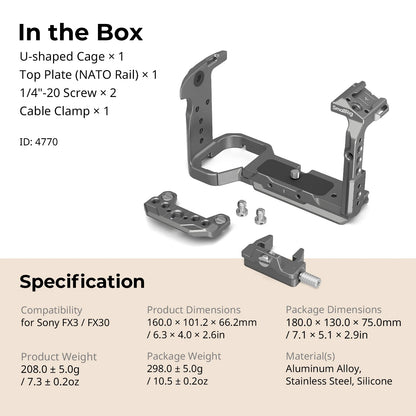 Advanced FX3/FX30 Camera Cage with NATO Rail and Clamp