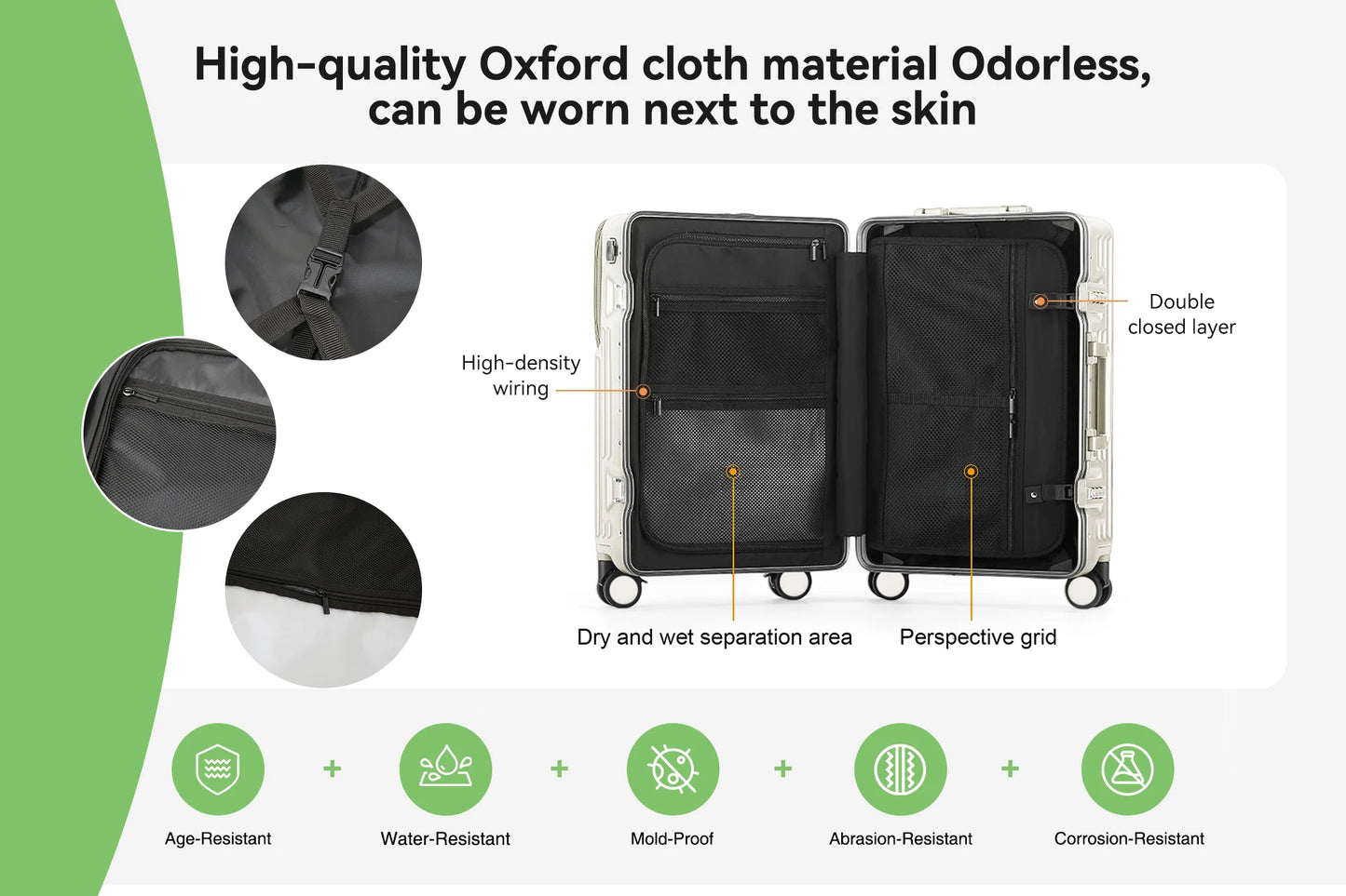 White 20" Lightweight Travel Suitcase with Aluminium Frame