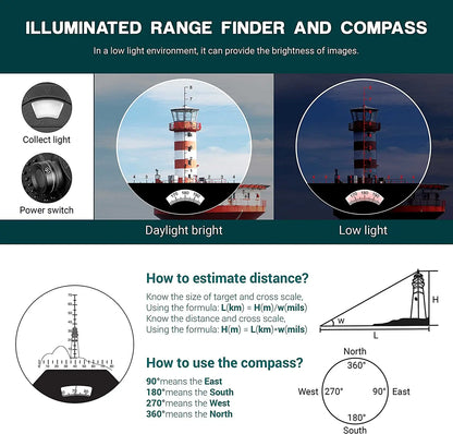 10x50 Waterproof Binoculars with Built-In Compass