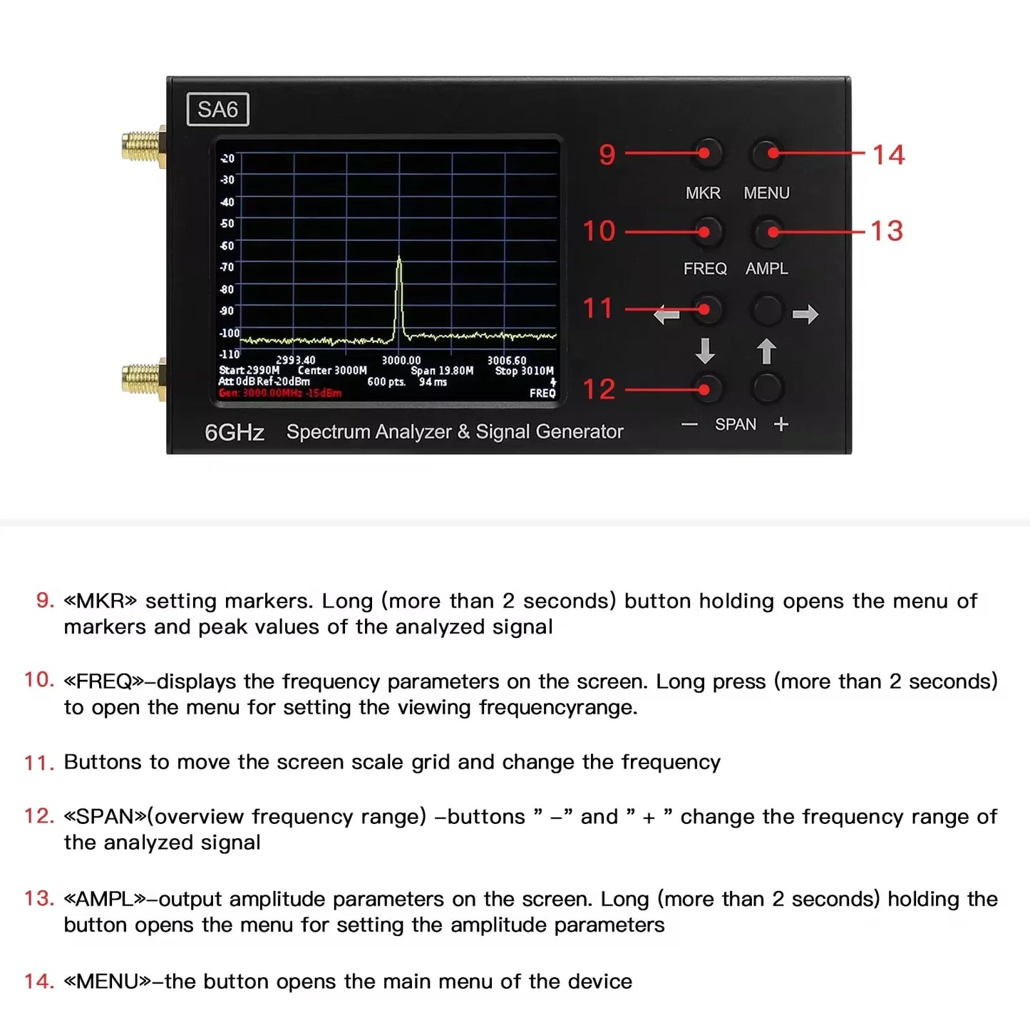 Portable 6GHz Spectrum Analyzer Signal Generator