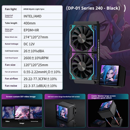 240mm Liquid CPU Cooler with Frameless Smart Screen