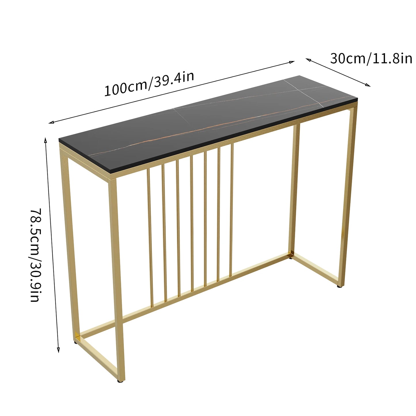 Narrow Hallway Console Table Black Metal Frame