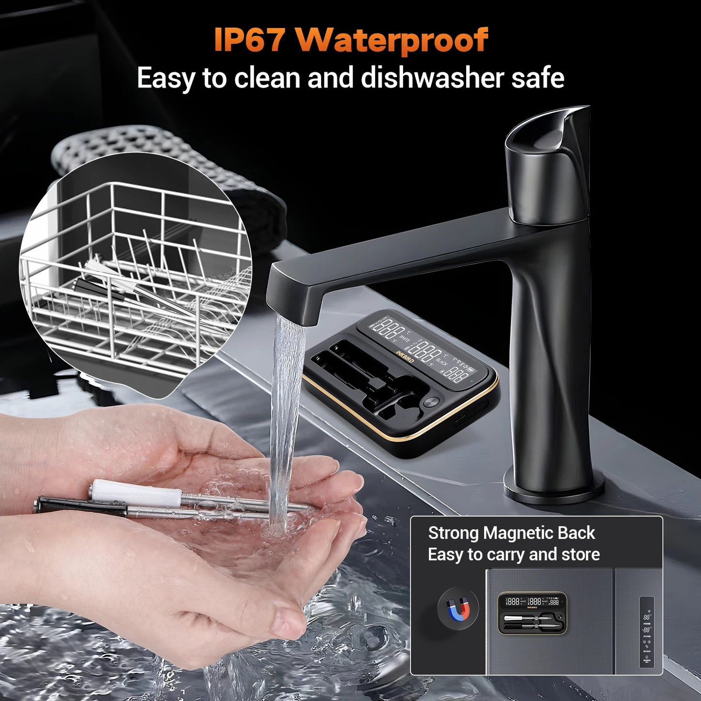 Dual Mode Wireless Meat Thermometer with Waterproof Probes