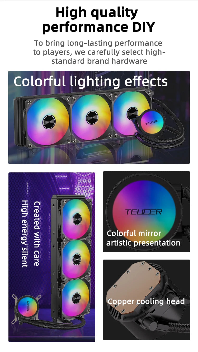 240mm RGB CPU Liquid Cooler with White Dual Fans