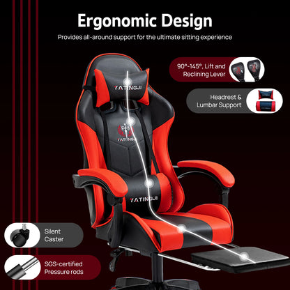 Pink Gaming Office Chair PU Leather Racing Executive Seat
