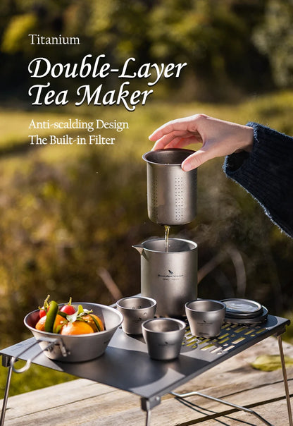 Lightweight Titanium Teapot Set with 4 Cups