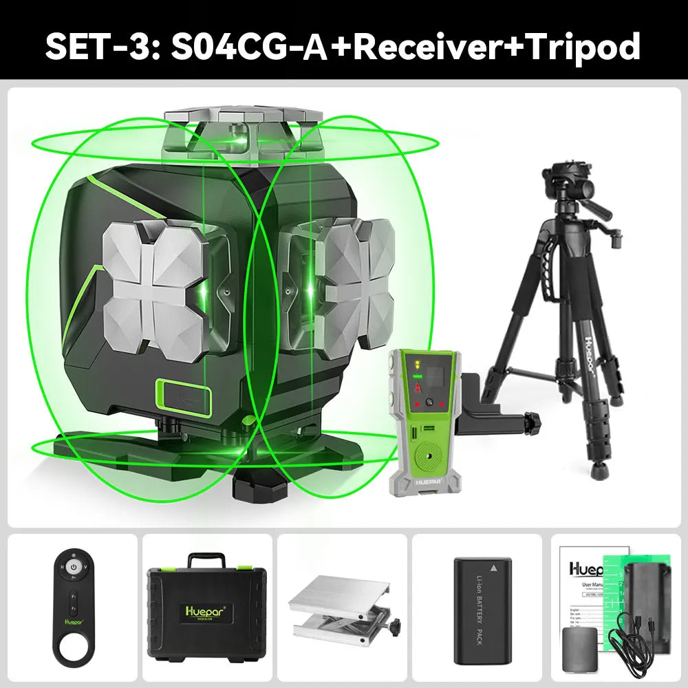 4D Cross-Line Green Laser Level Rechargeable Smart