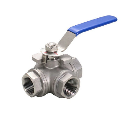 T-Port 3-Way Stainless Steel Ball Valve Connector