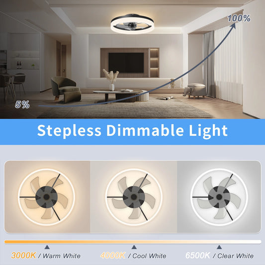 White Ceiling Fan with Light and Remote Control