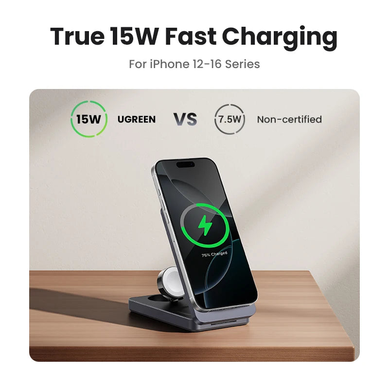 25W Qi2 Magnetic Charger Stand for iPhone and AirPods