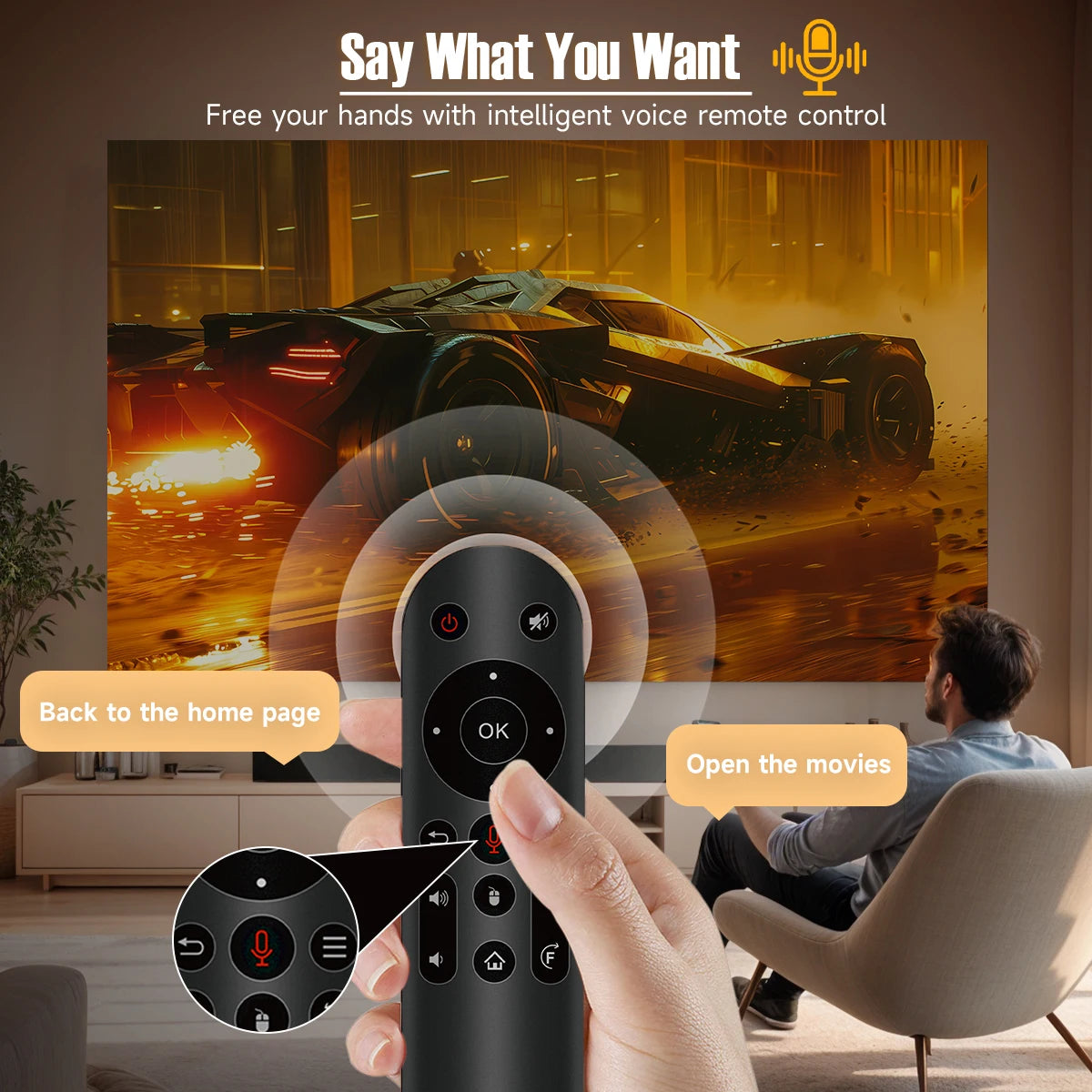 Smart 4K Home Cinema Projector Android 11 WiFi6 BT5.2