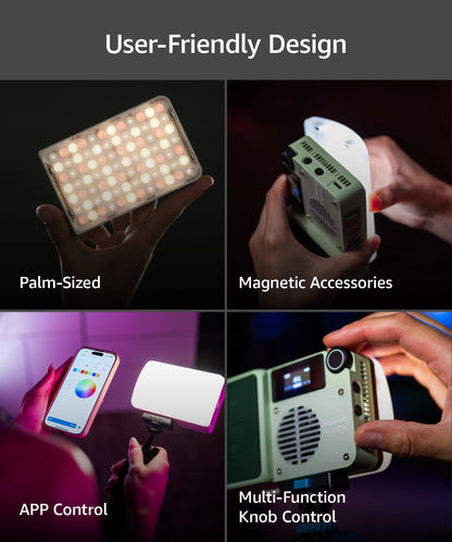 White Compact Rechargeable LED Video Light for Creators